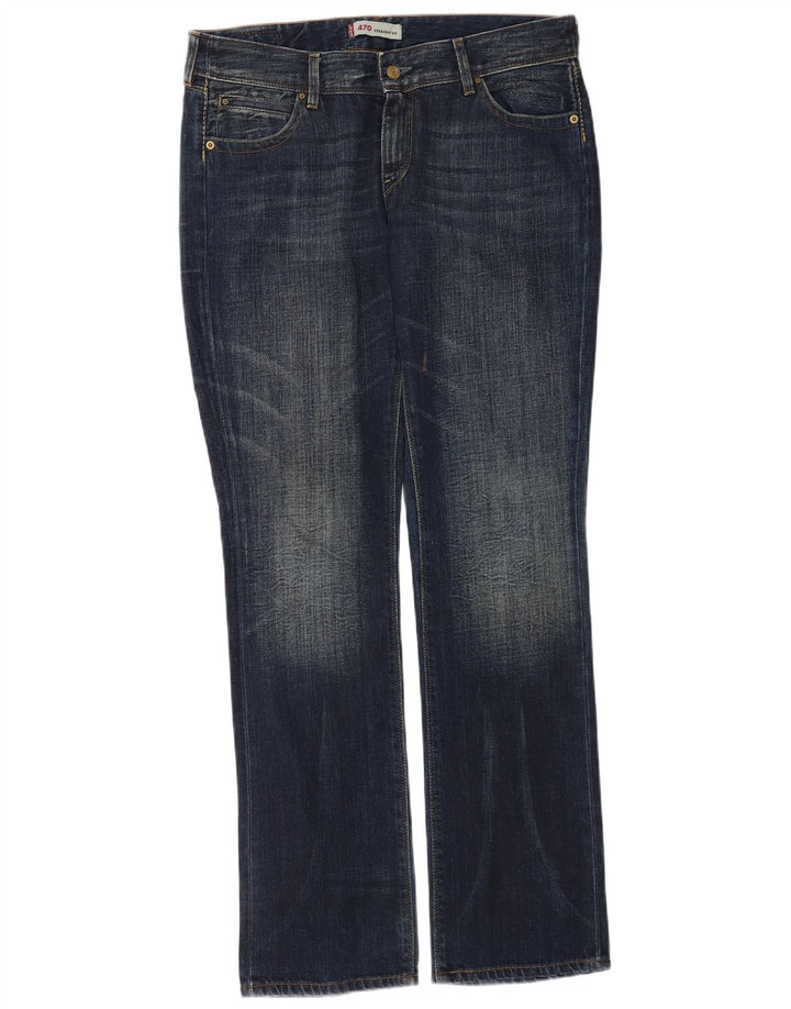 Levi's Damen 470 Straight Jeans W33 L34 Marineblaue Baumwolle