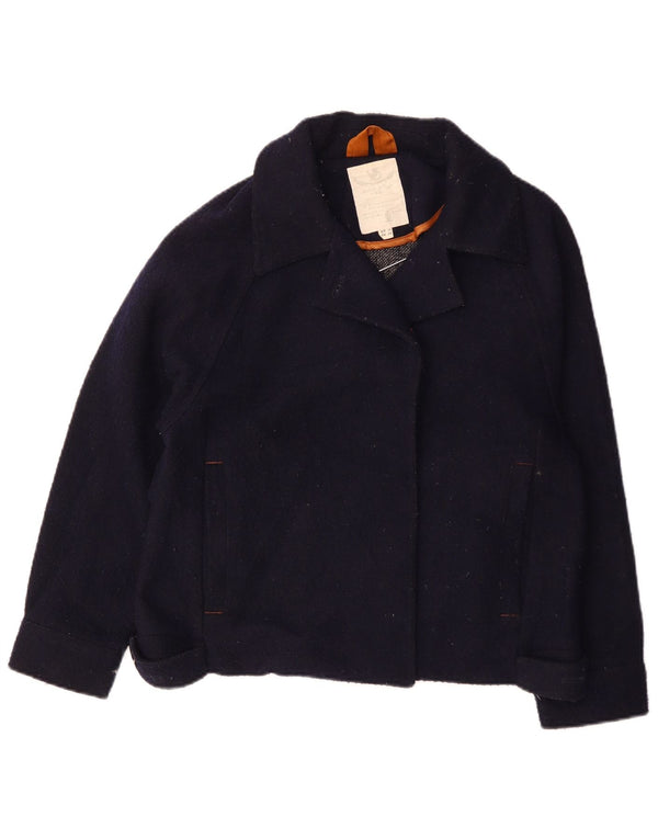 White Stuff Damen Übergroße Bomberjacke UK 10 Small Marineblaue Wolle