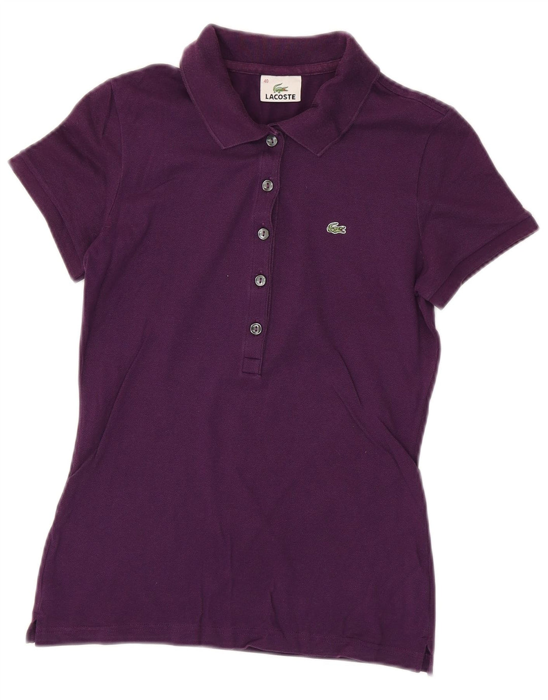 Lacoste Damen-Poloshirt, Größe 40, mittelviolette Baumwolle