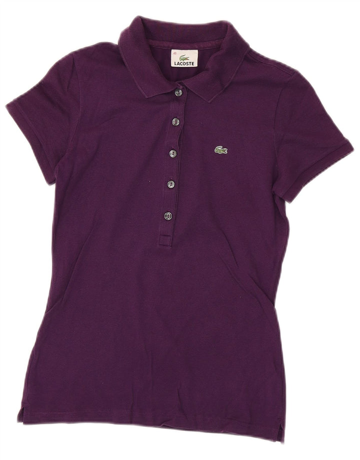Lacoste Damen-Poloshirt, Größe 40, mittelviolette Baumwolle