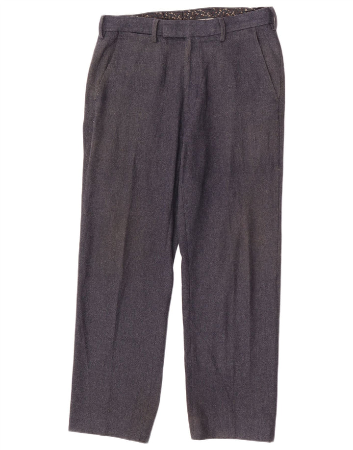 Gerade Anzughose für Herren von Marks & Spencer, W30, L27, marineblaue Wolle