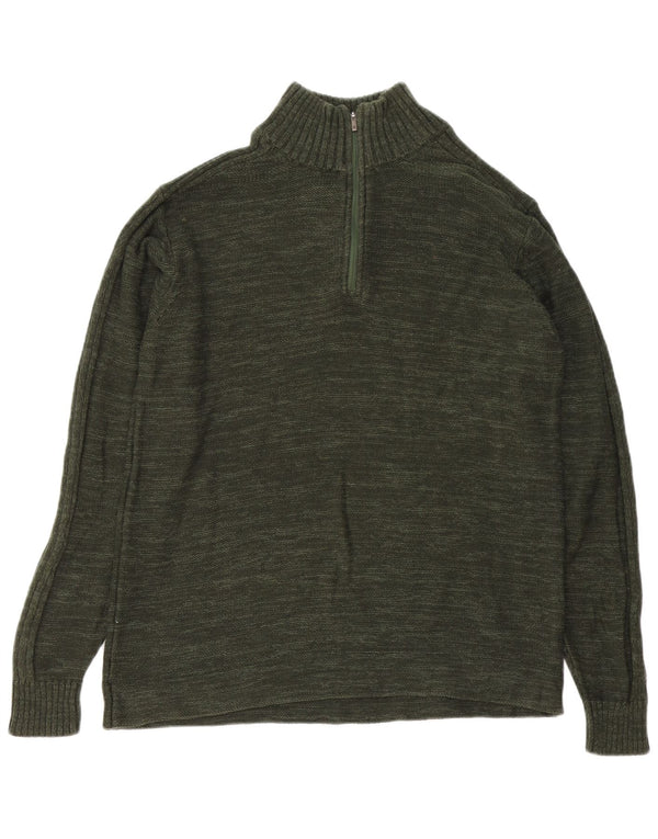 Columbia Herren-Pullover mit Reißverschluss am Hals, groß, grün gefleckte Baumwolle