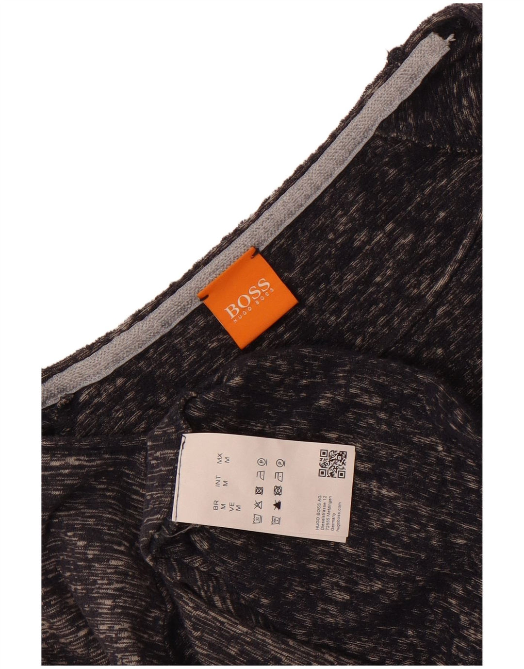 Hugo Boss Herren-Oberteil, langärmelig, mittelmarineblau gesprenkelte Baumwolle