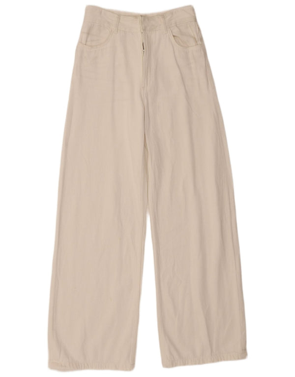 Zara Damen-Jeans mit hoher Taille und weitem Bein, EU 36, XS, B26, L31, weiße Baumwolle