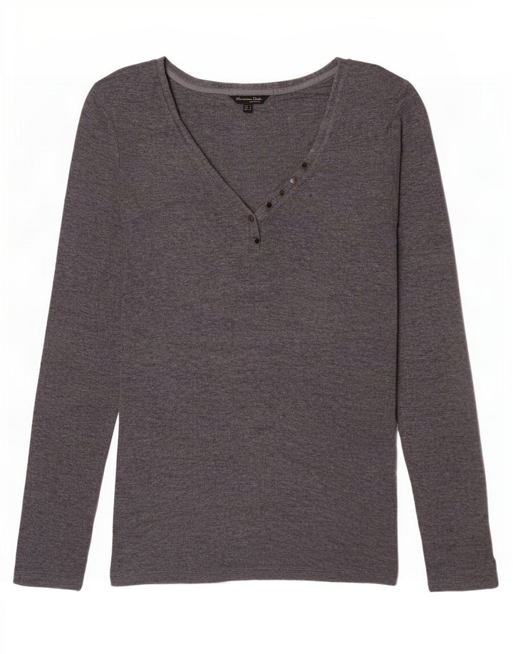 Massimo Dutti Damen Top Langarm UK 10 Small Grau