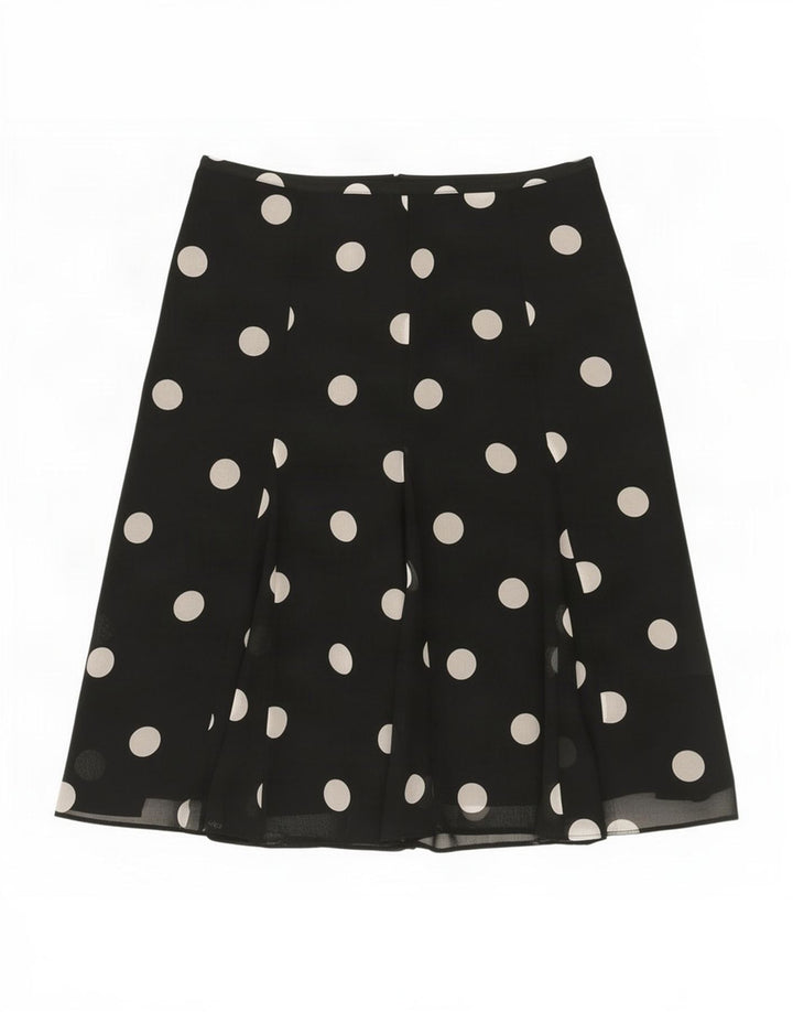 Marks & Spencer Damen A-Linienrock UK 12 Medium W30 Schwarz gepunktet