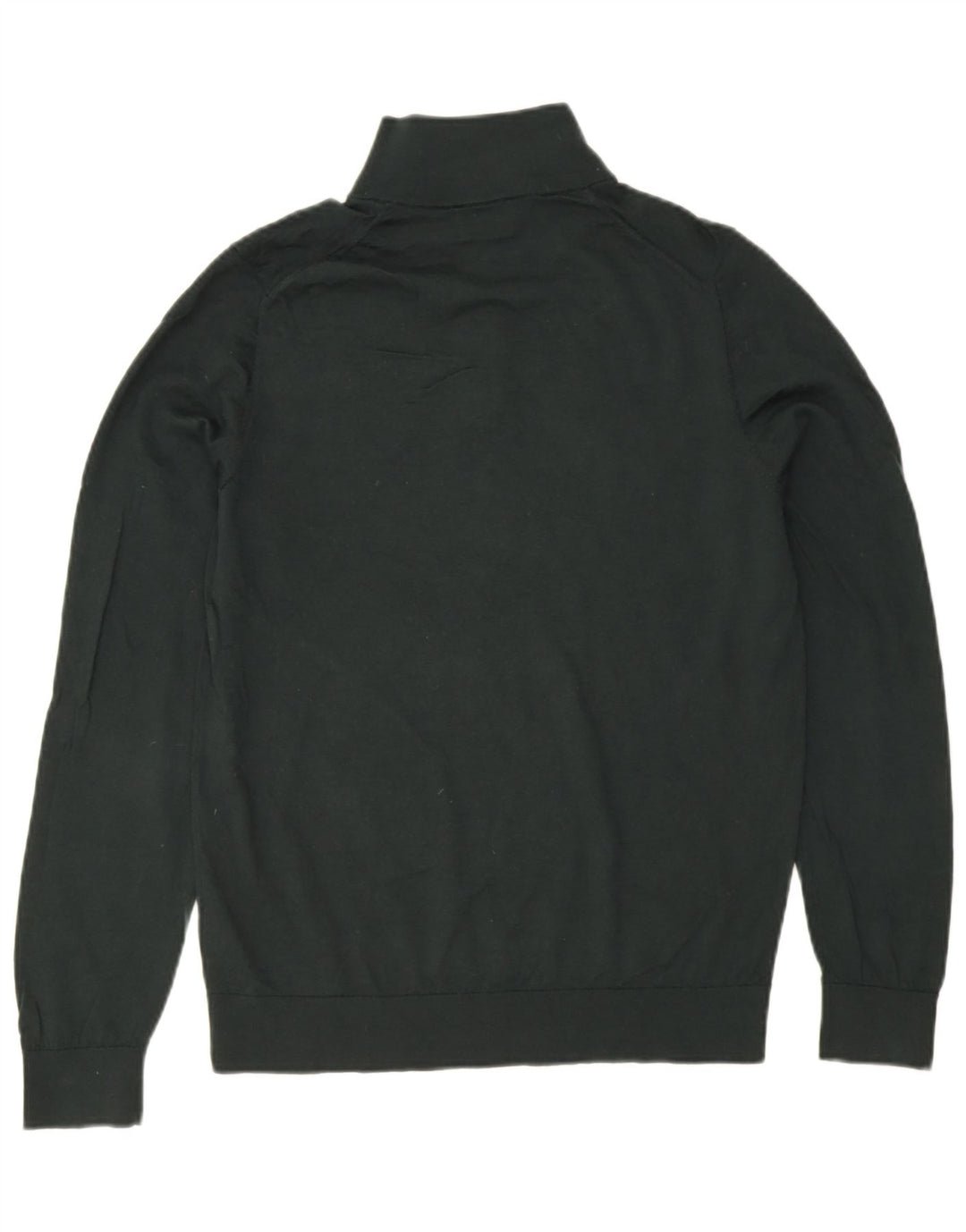 Massimo Dutti Herren-Pullover mit Reißverschluss am Hals, große grüne Merinowolle