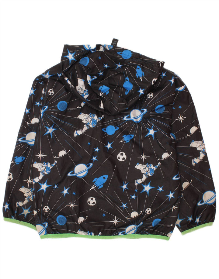 Adidas Jungen-Regenjacke mit Kapuze, 5–6 Jahre, schwarzes geometrisches Polyester