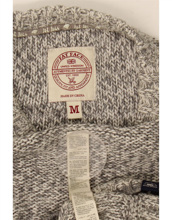 Fat Face Herren-Pullover mit Rundhalsausschnitt, mittelgrau gesprenkelte Baumwolle