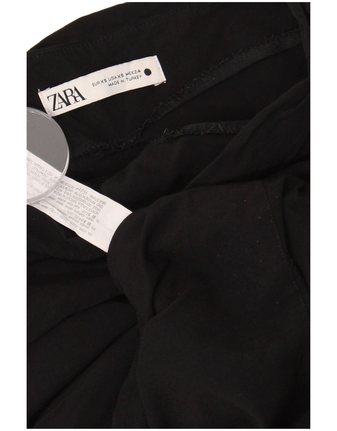 Zara Damen Crop One Shoulder Top UK 6 XS Schwarze Viskose