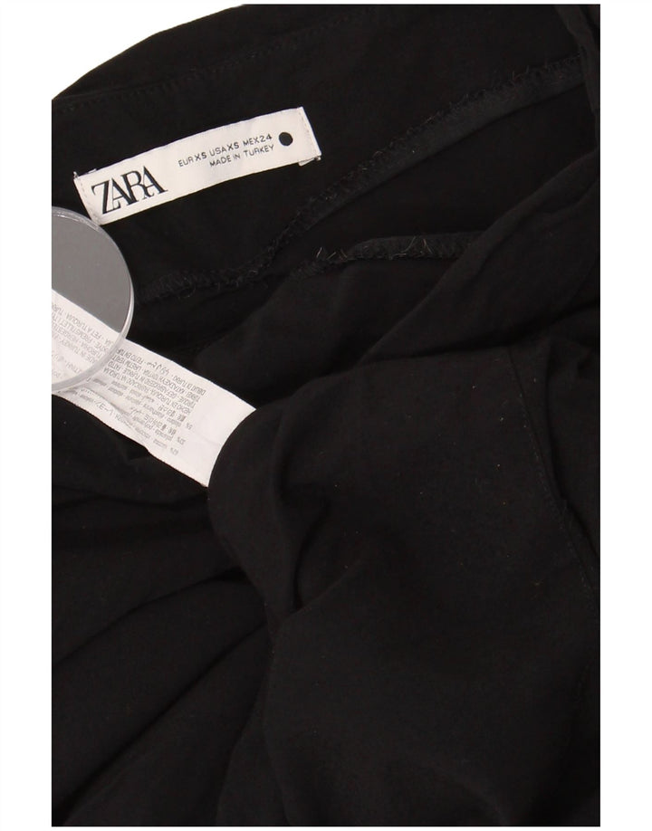 Zara Damen Crop One Shoulder Top UK 6 XS Schwarze Viskose