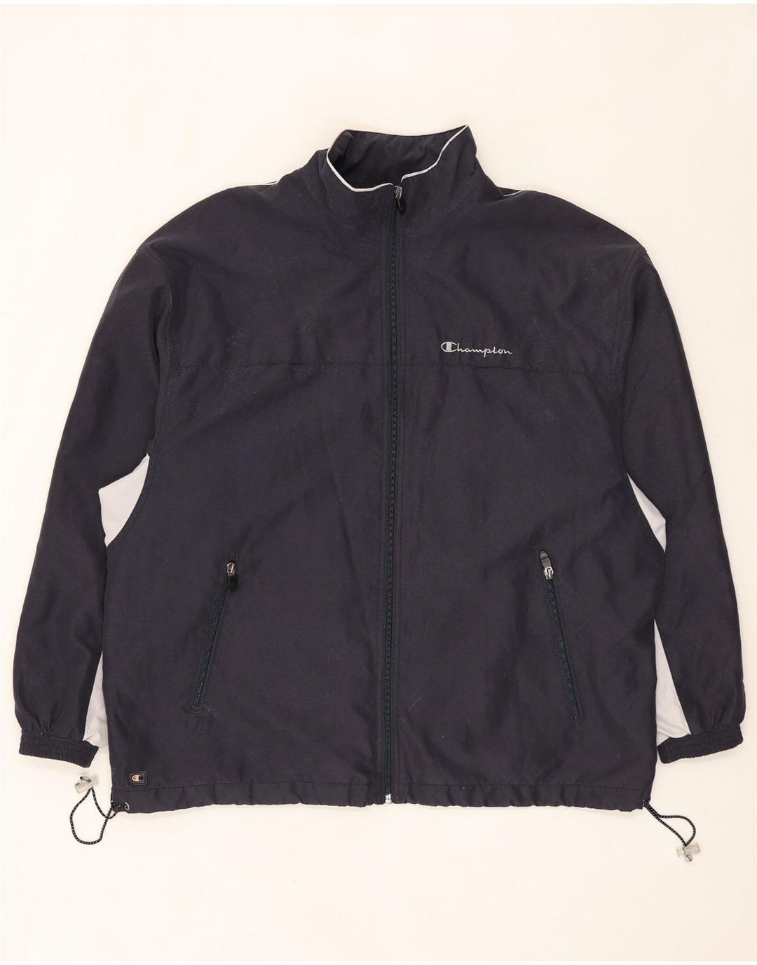 Champion Herren-Trainingsanzug-Top-Jacke, großes marineblaues Farbblock-Polyester