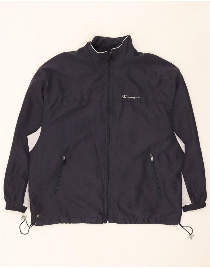 Champion Herren-Trainingsanzug-Top-Jacke, großes marineblaues Farbblock-Polyester