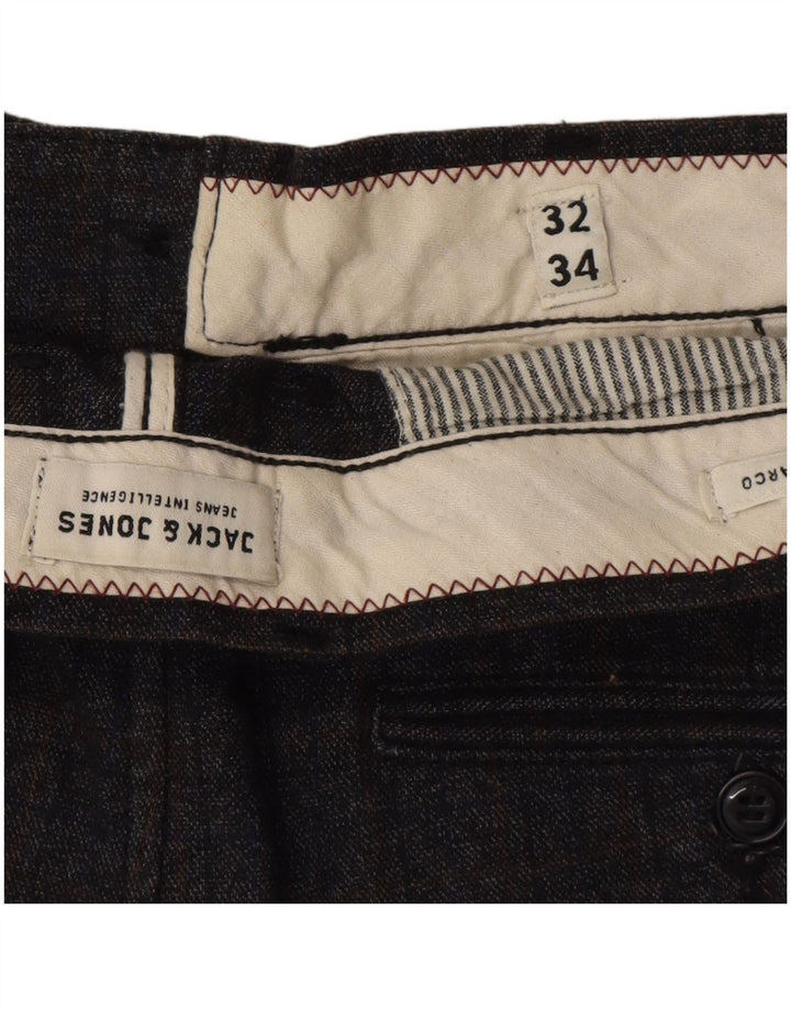 Jack & Jones Herren Marco Slim Freizeithose W32 L34 grau kariertes Polyester
