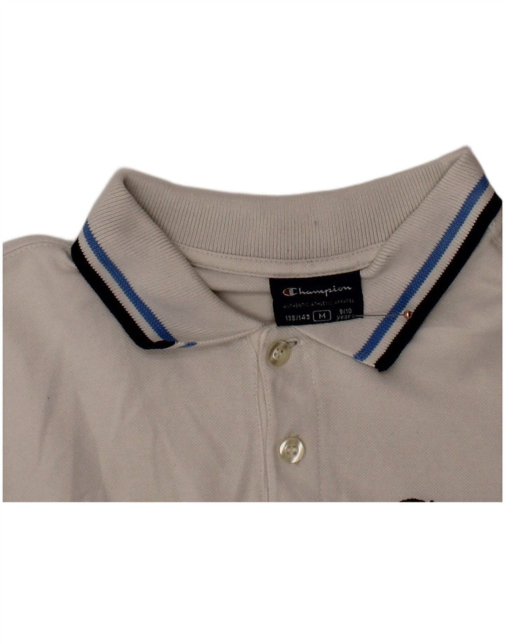CHAMPION Langarm-Poloshirt für Jungen, 9–10 Jahre, Mittelweiß