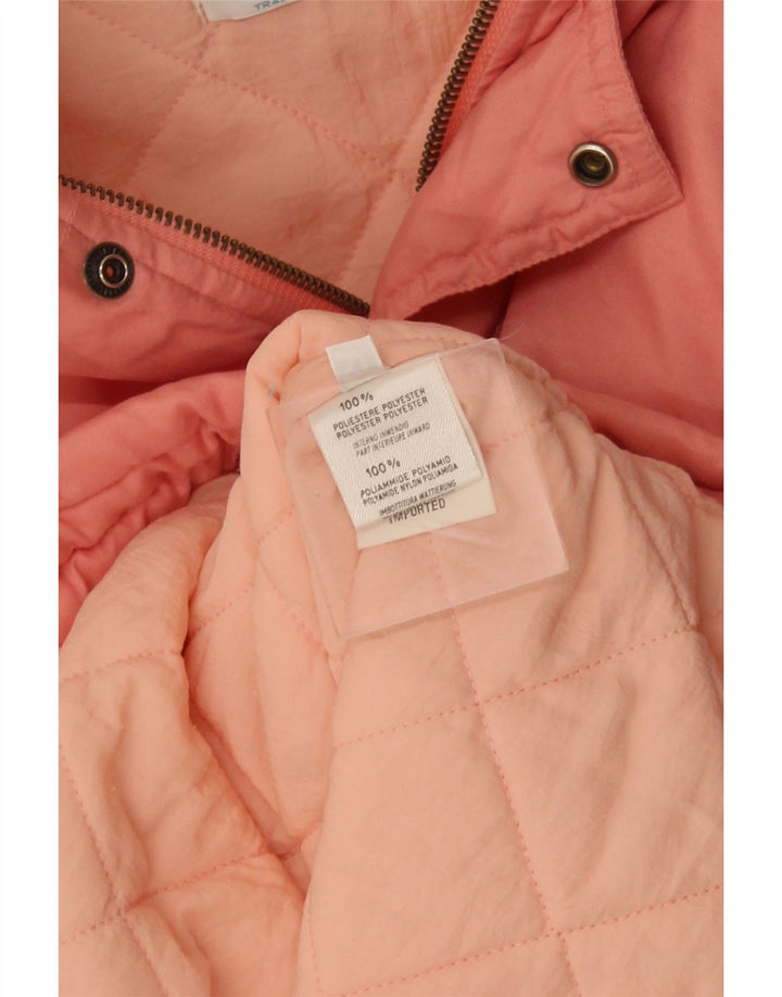 Benetton Wattierte Damenjacke mit Kapuze UK 18 XL Rosa Polyester