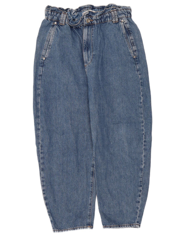 Zara Damen Crop High Waist Tapered Jeans EU 44 XL W34 L24 Blaue Baumwolle