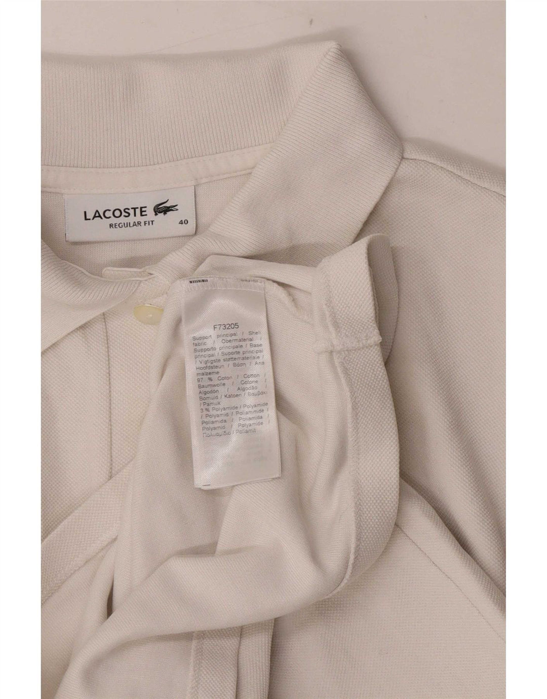 Lacoste Damen-Poloshirt mit normaler Passform, Größe 40, mittelweiße Baumwolle