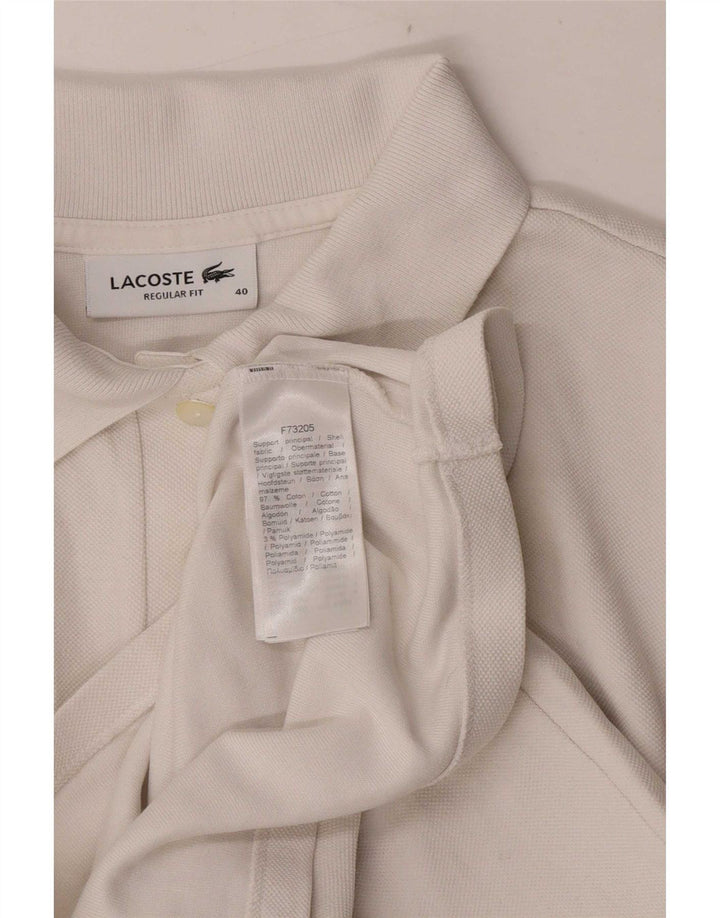 Lacoste Damen-Poloshirt mit normaler Passform, Größe 40, mittelweiße Baumwolle