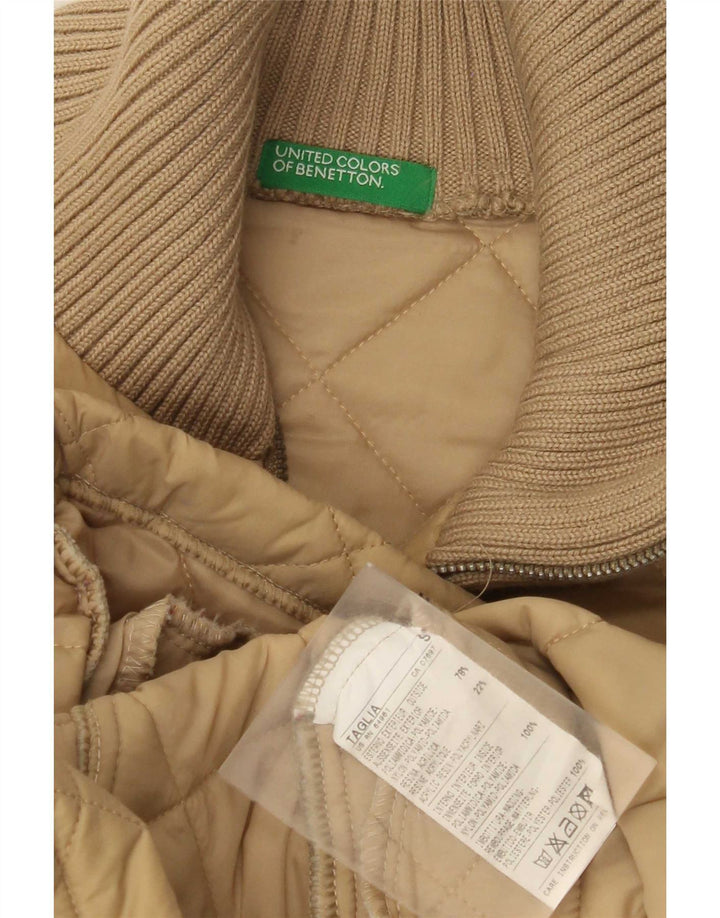 Benetton Damen Steppjacke UK 10 Small Beige Polyamid