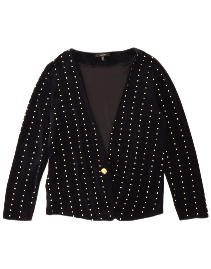 Zara Damen Trafaluc 1-Knopf-Blazerjacke UK 14 Medium Navy Blue Spotted