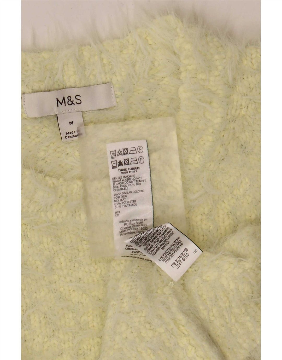 Marks & Spencer Damen-Pullover mit Rundhalsausschnitt, Gr. 12, mittelgelb meliert