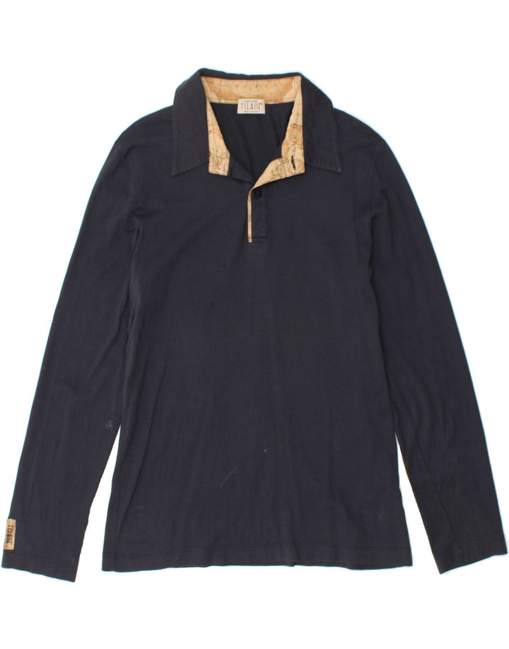 ALVIERO MARTINI Mens Long Sleeve Polo Shirt Medium Navy Blue Vintage ALVIERO MARTINI and Second-Hand ALVIERO MARTINI from Messina Hembry 