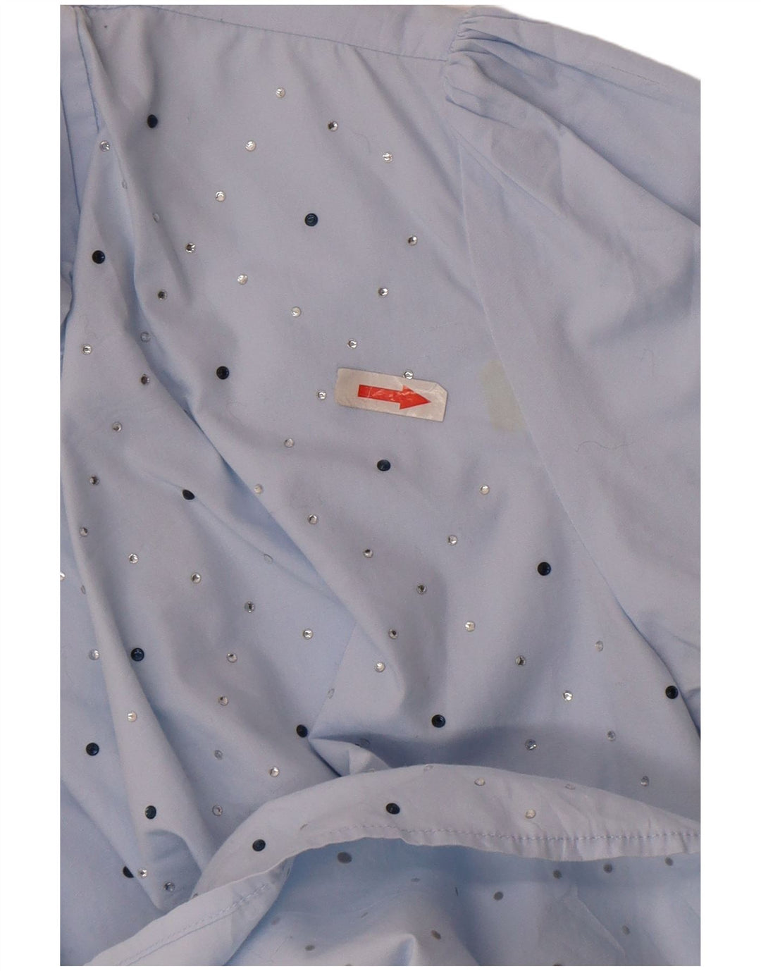 Zara Damen-Blusenoberteil mit 3/4-Ärmeln, UK-Größe 44, mittelblaue Baumwolle