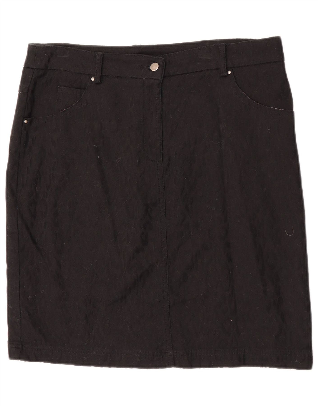 Laura Ashley Gerader Damenrock UK 12 Medium W34 Schwarze Baumwolle