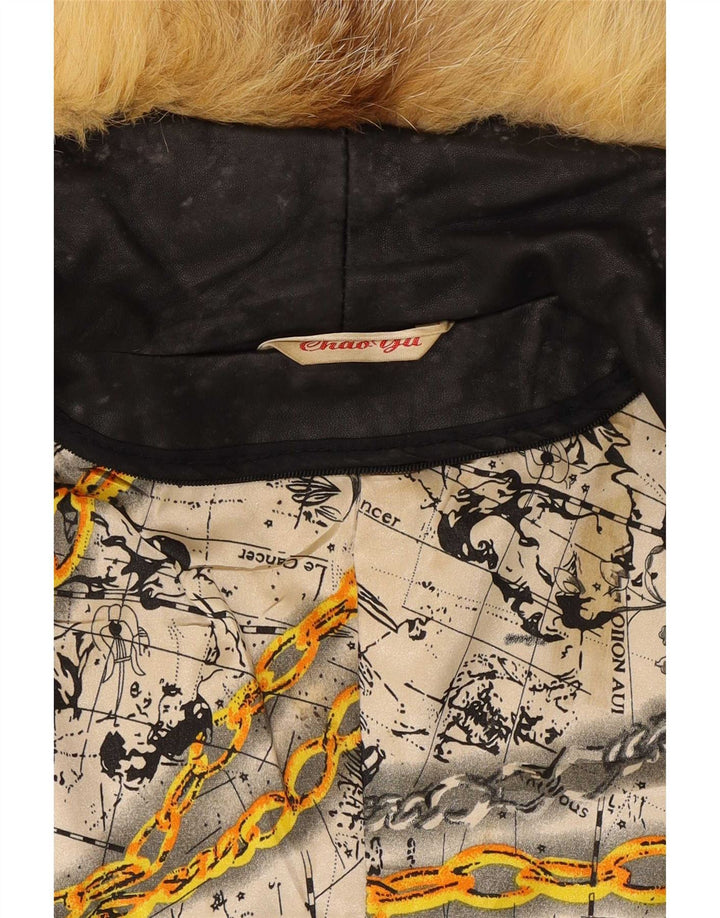Vintage Damen Lederjacke UK 12 Medium Schwarz