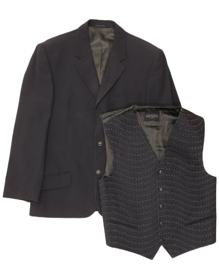 Carlo Pignatelli Herren 3-Knopf-2-teiliges Set IT 52 XL Marineblaues Acetat