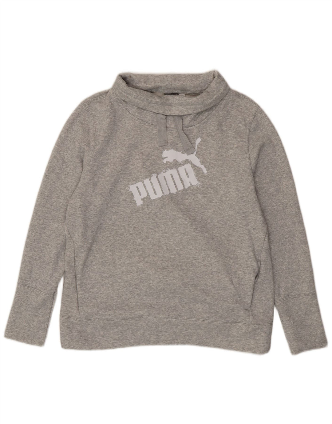 PUMA Damen Graphic Roll Neck Sweatshirt Pullover UK 16 Large Grau meliert