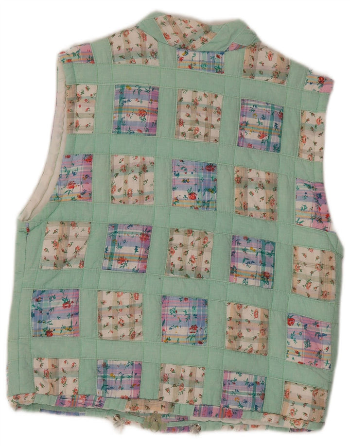 Trissi Damen-Weste IT 40 aus mittelgrüner Patchwork-Baumwolle