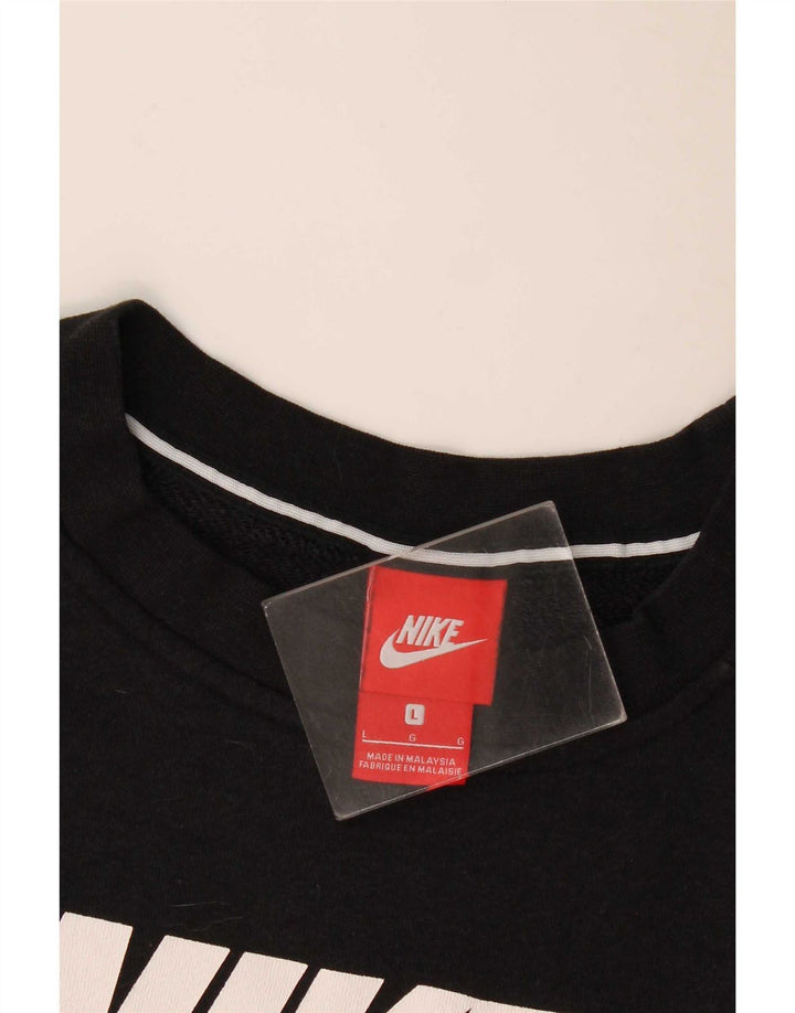 Nike Damen Graphic Sweatshirt Pullover UK 16 Large Schwarz