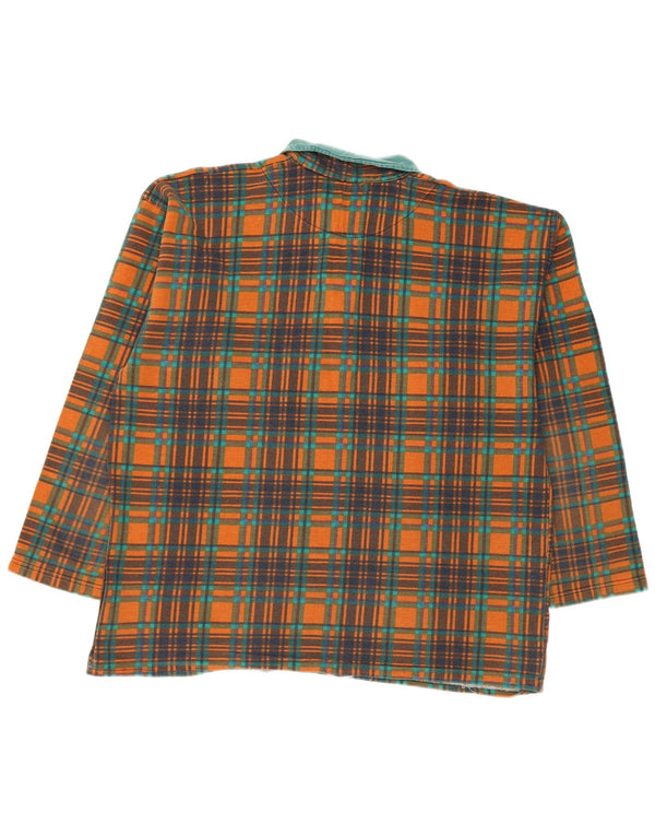 Vintage Herren Polo Neck Sweatshirt Pullover XL Orange Karo