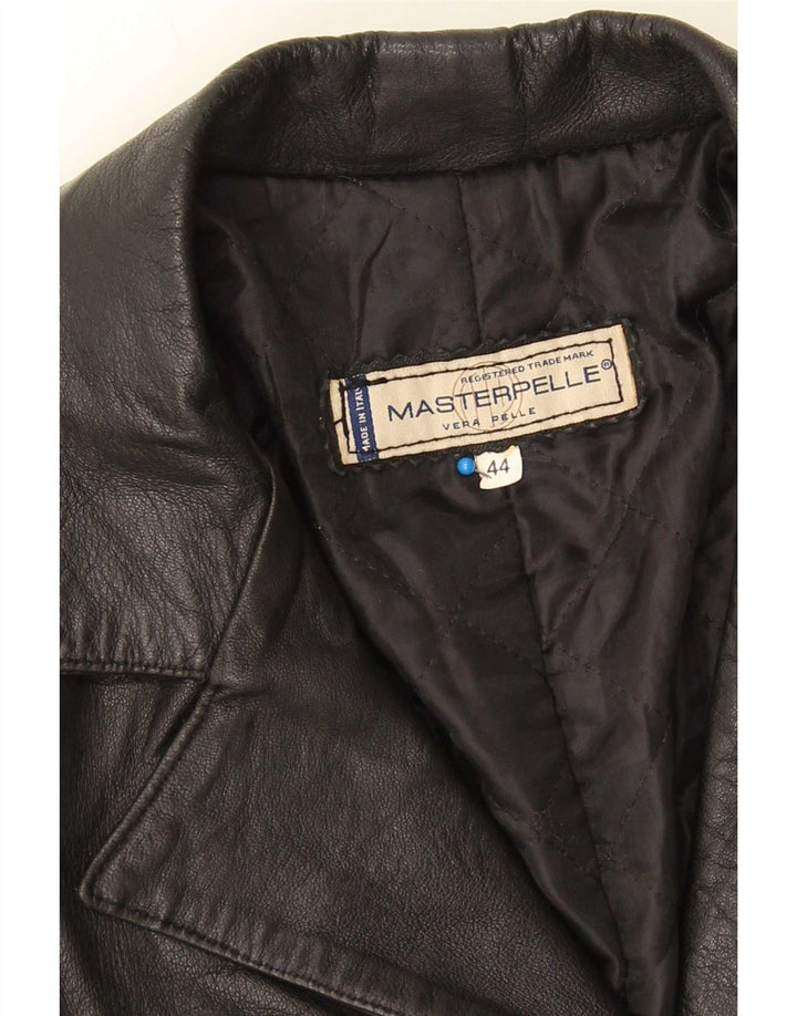 Masterpelle Damen Ledermantel IT 44 Medium Schwarz