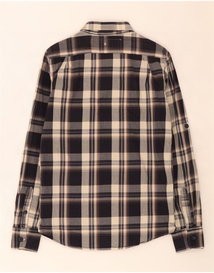 Superdry Herren-Flanellhemd, mittelblau, kariert, Baumwolle