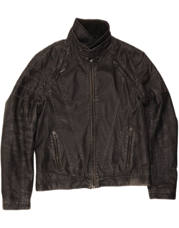 Vintage Herren Biker Lederjacke UK 42 XL Schwarzes Leder