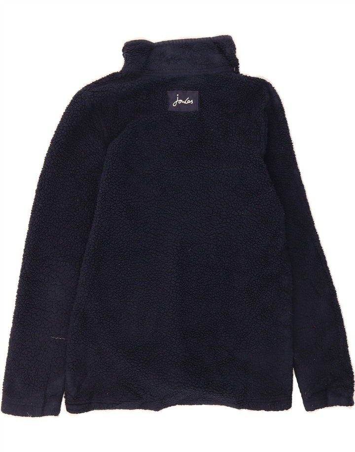 JOULES Womens Button Neck Fleece Jumper UK 10 Small  Navy Blue Polyester Vintage Joules and Second-Hand Joules from Messina Hembry 