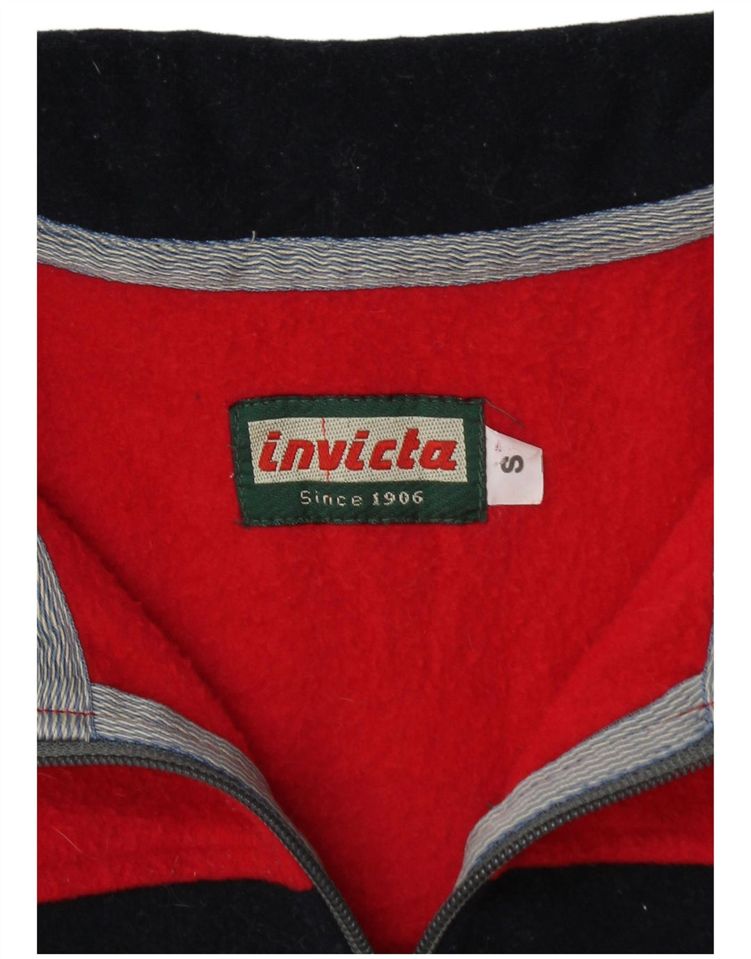 INVICTA Herren-Fleecepullover mit grafischem Reißverschluss und Kragen, Größe S, Rot, Farbblock