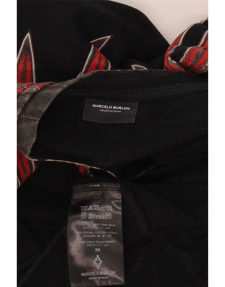 Marcelo Burlon Herren-Sweatshirt mit abstraktem Muster, XS, schwarze Baumwolle