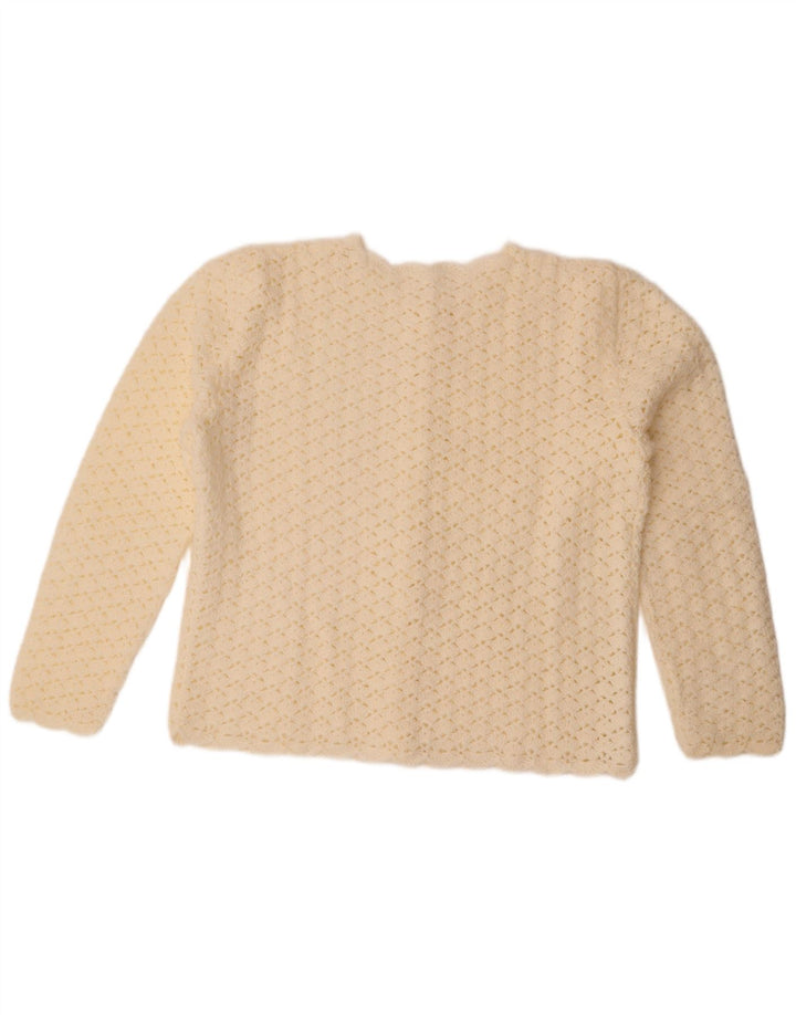 Vintage Damen Cardigan Pullover UK 14 Groß Weiß