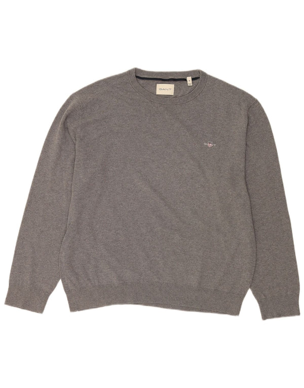 Gant Herren-Pullover mit Rundhalsausschnitt, XL, Grau