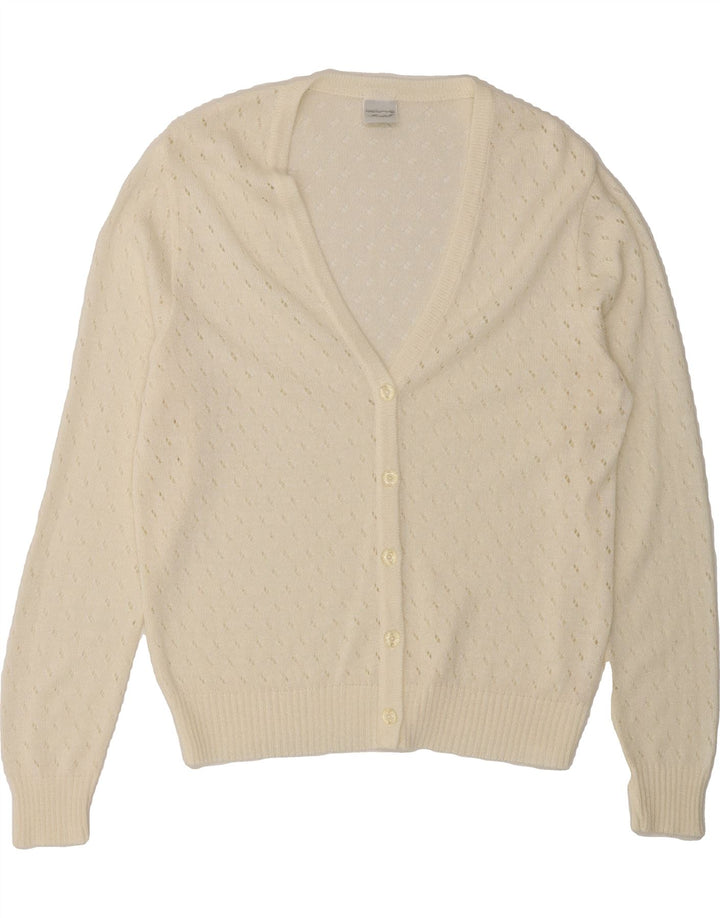 VINTAGE Womens Cardigan Sweater IT 46 Large White Polyacrylic Vintage Vintage and Second-Hand Vintage from Messina Hembry 