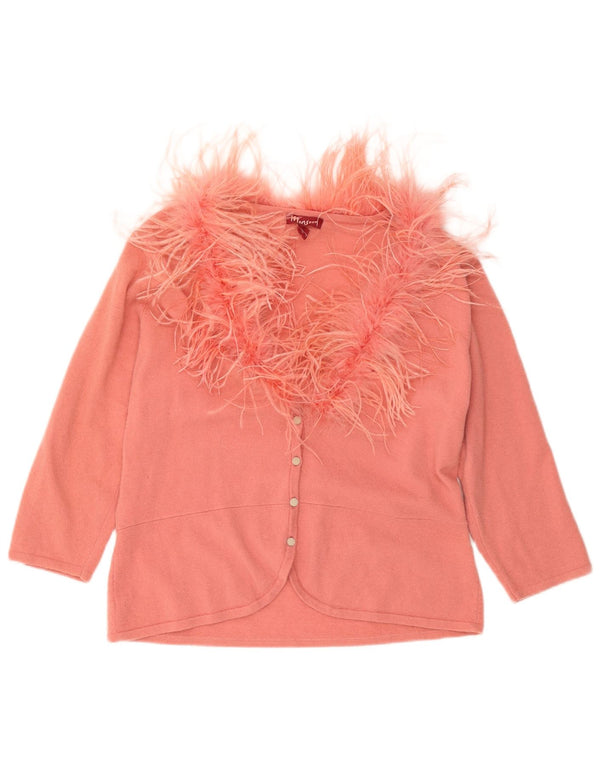 Monsoon Damen Strickjacke mit 3/4-Ärmeln, UK 18, XL, rosa Wolle