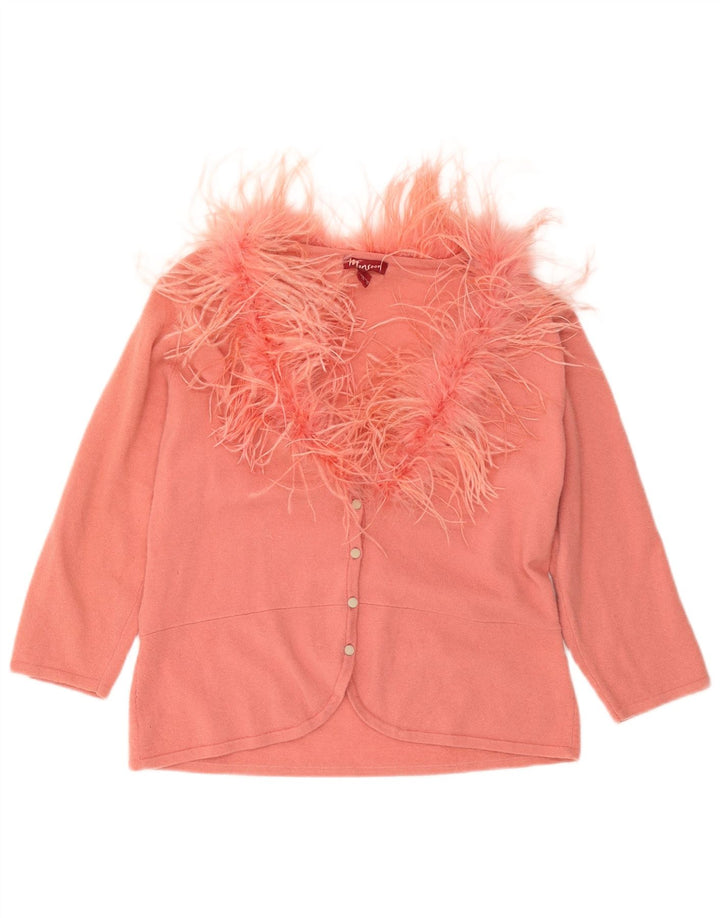 Monsoon Damen Strickjacke mit 3/4-Ärmeln, UK 18, XL, rosa Wolle