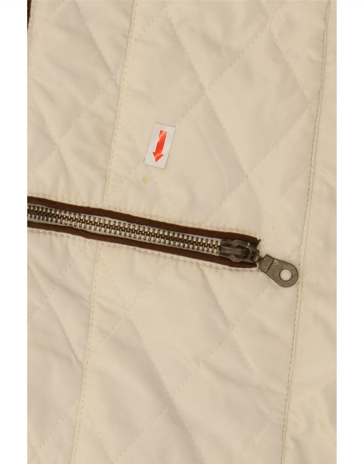 Zara Damen Steppweste UK 12 Medium Off White Colourblock Polyester