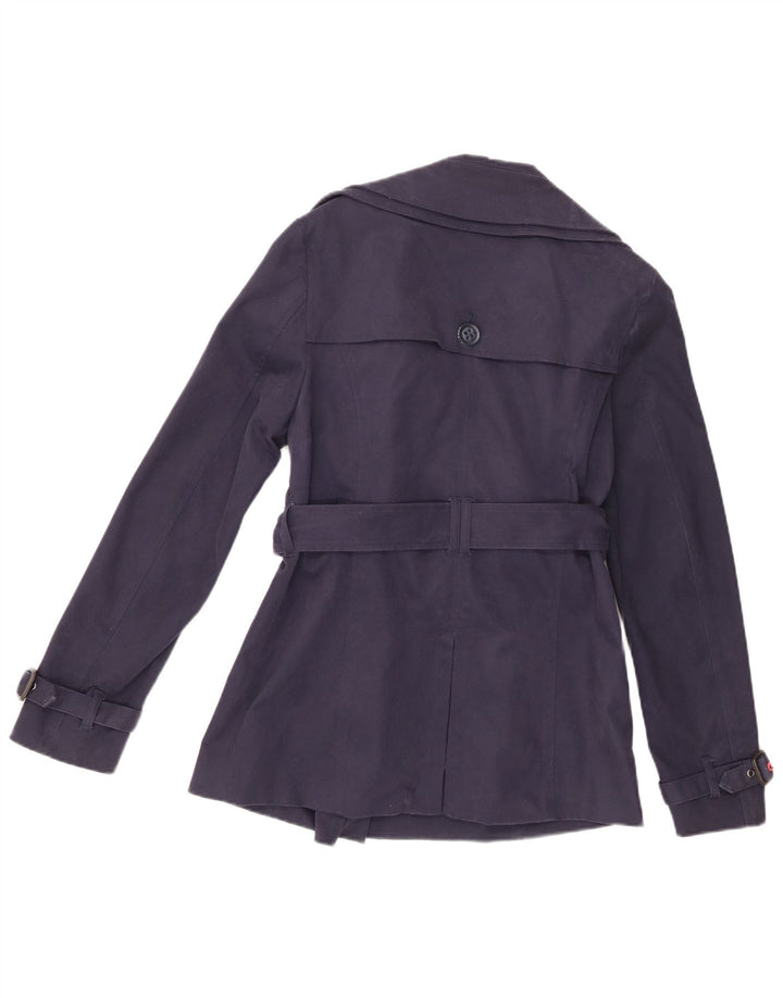 Superdry Damen Trenchcoat UK 14 Mittelmarineblaue Baumwolle