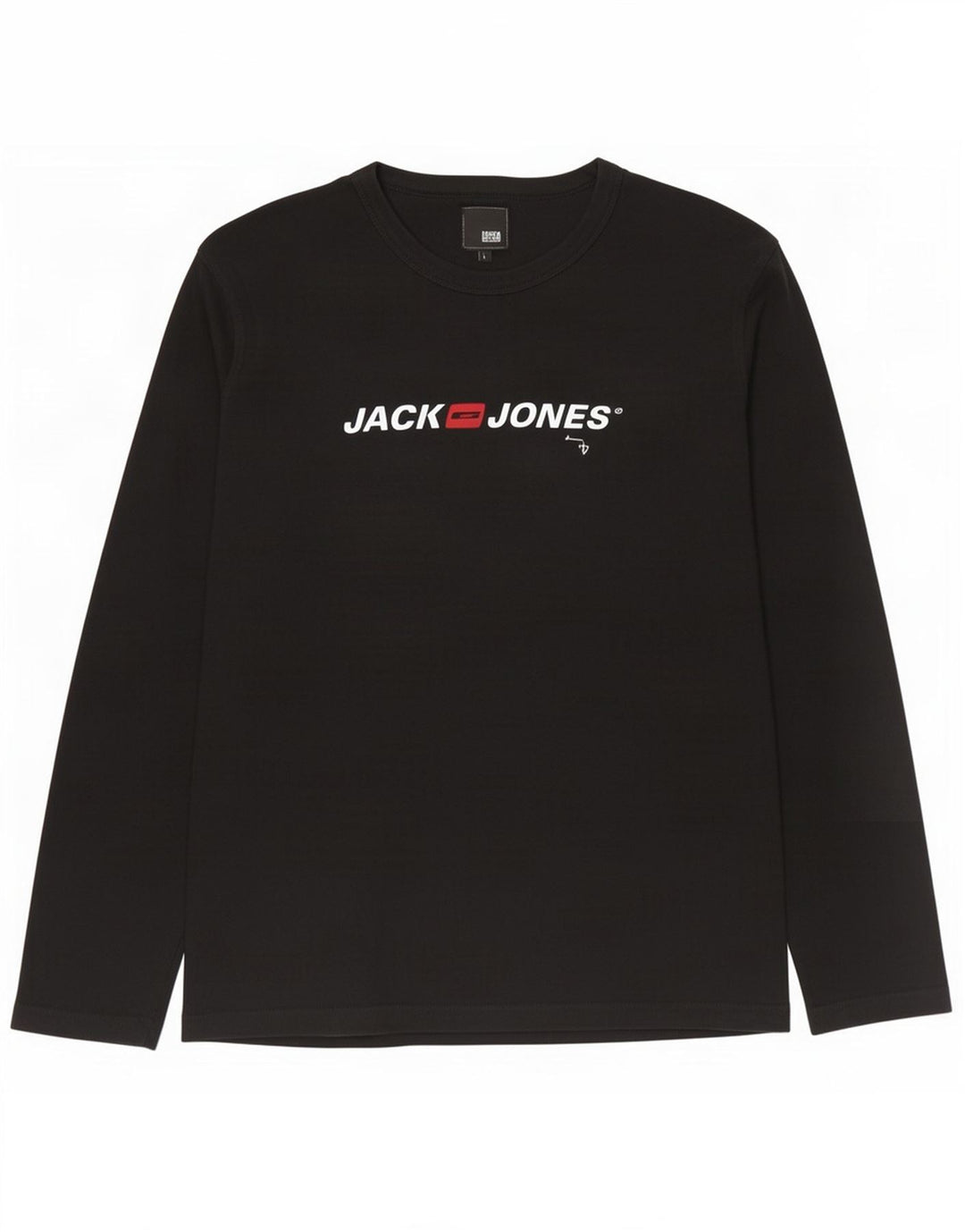 Jack & Jones Herren-Grafik-Oberteil, langärmelig, groß, aus schwarzer Baumwolle