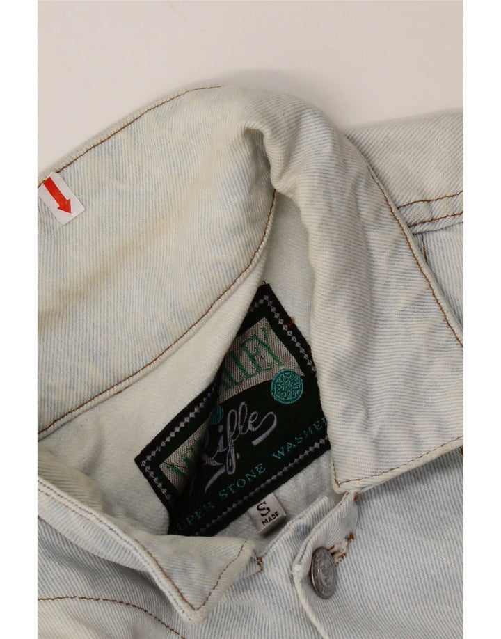 RIFLE Damen Crop Oversized Jeansjacke UK 10 Small Blau Baumwolle